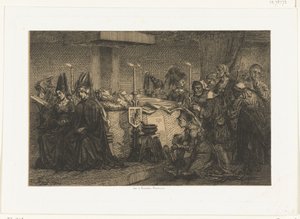Mary of Bourgogne på sin statelige seng af Edgar Alfred Baes