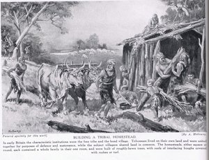 Bygning af en stammehjemsplads, illustration fra "Hutchinson