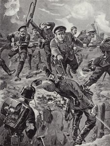 Korporal Joseph Davies og otte mænd dirigerer med bajonetter et parti tyskere, der tidligere havde omringet dem, Delville Wood, Frankrig, 20. juli 1916