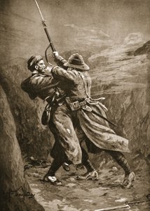 Menig Lavin i kamp med en tyrkisk bombefly i en britisk sump i Suvla Bay, Gallipoli af Edgar Alfred Holloway