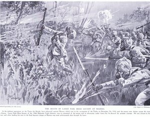 Lance Nak Bhau Savants død ved Mazera på Tigris december 1914 af Edgar Alfred Holloway