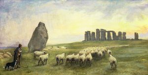 Returning Home, Stonehenge, Wiltshire, 1891 af Edgar Barclay