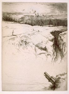 Nordfrankrig: forladte skyttegrave efter Første Verdenskrig (ætsning) af Edgar Chahine