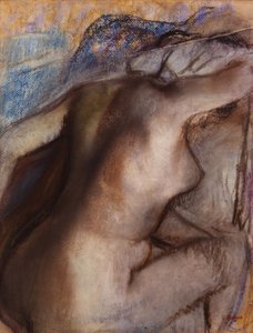 Efter badet tørrer kvinden sig selv af Edgar Degas