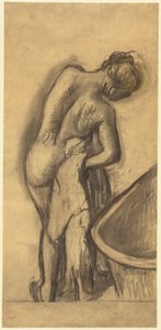Efter badet: Woman Drying Herself, ca. 1900 (pastel) af Edgar Degas