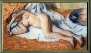 After the bath or naked stretches Pastel painting by Edgar Degasdani