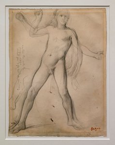 Alexander og ben studerer. Omkring 1859-1861. Sort blæk og grafit på papir af Edgar Degas