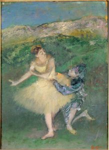 Arlequin et Colombine (olie på træ) af Edgar Degas