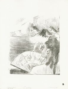 På Teatret - Kvinde med fan, c.1878-80 af Edgar Degas