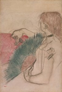 På teatret, Kvinde med fan, 1880 af Edgar Degas