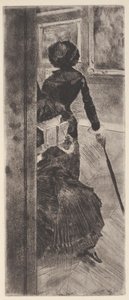 På Louvre: Maleri (Mary Cassatt) (ætsning og akvatinte) af Edgar Degas