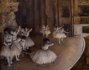 Balletgentagelse på scenen. 1874. Olie på lærred. af Edgar Degas