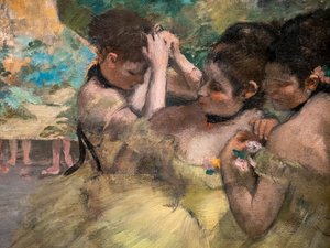 Bag kulisserne (detaljer) (også kendt som "Gule dansere"). 1874-1876. Olie på lærred. af Edgar Degas