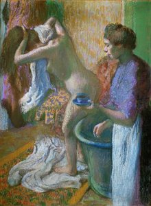 Morgenmad efter badet (pastel på papir) af Edgar Degas