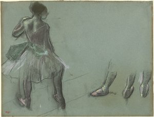 Danser set bagfra og tre studier af fødder, ca. 1878. af Edgar Degas