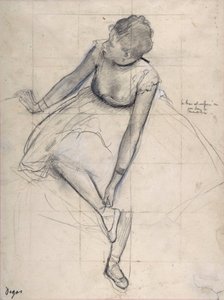 Danser justerer sin sko (ballerina). Tegning af Edgar Degas (1834-1917) New York City. Metropolitan Museum of Art. af Edgar Degas