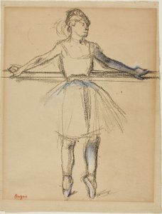 Dancer at the Bar (on Point), ca. 1885 (kul med pastel og estompe på solbrunt lagt papir) af Edgar Degas