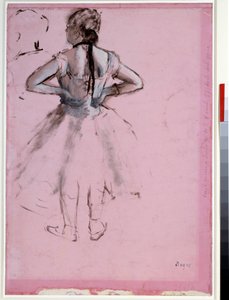 Danser bagfra, hænder på hofter Essence på pink papir af Edgar Degas (1834-1917) 1873 Dim. 0,39 x 0,27 cm Paris, Musée du Louvre af Edgar Degas