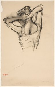 Danser, halv krop, armene krydset bag hovedet, ca. 1890 (blyant på papir) af Edgar Degas