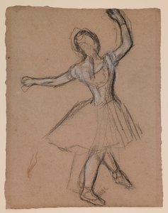 Danserinde på scenen og i bevægelse af Edgar Degas