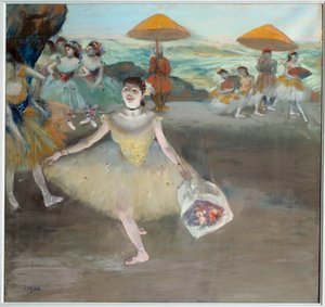 Danser med bukethilsen på scenen Maleri af Edgar Degas (1834-1917). 1878. Søn 0,72x0,77 m Musee d