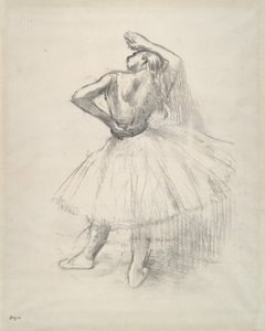 Danser stående, højre arm hævet, ca. 1891 (modbevis for tegning på papir) af Edgar Degas