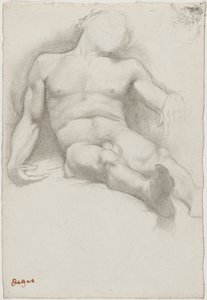 Studie - liggende nøgen mand af Edgar Degas