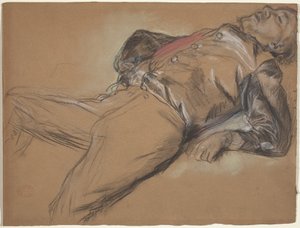 Fallen Jockey-studie til Scene from the Steeplechase: The Fallen Jockey, ca. 1866. af Edgar Degas