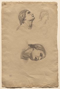 Fire undersøgelser af en ung italiensk kvindes hoved, 1856. af Edgar Degas