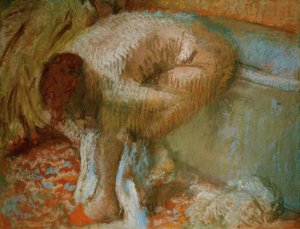 Kvinde tørrer sine fødder efter badning af Edgar Degas