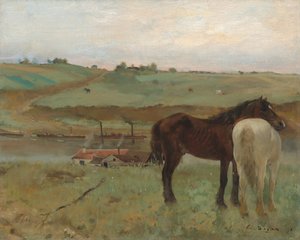 Heste på en eng, 1871. af Edgar Degas
