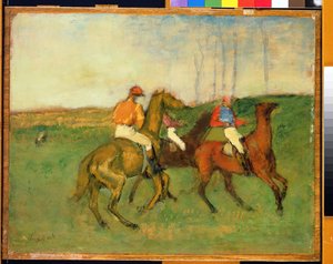Jockeyer og væddeløbsheste, ca. 1890-95 af Edgar Degas