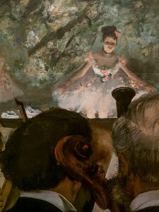 Les Musiciens (detaljer). 1872-1873, genoptaget omkring 1874-1876. Olie på lærred. af Edgar Degas
