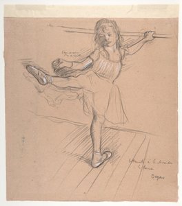 Lille pige, der øver sig ved baren af Edgar Degas