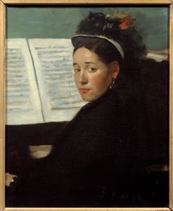 Mademoiselle Dihau (1843-1935) pianist ved koncertsøjlen, ved klaver Maleri af Edgar Degas (1834-1917) 1869 Søn. 0,45x0,32 m Paris, musee d