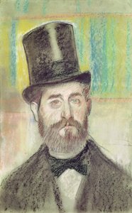 Mand i en operahat (pastel på papir) af Edgar Degas