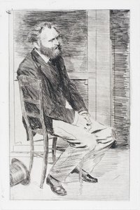 Manet siddende, vendt mod højre af Edgar Degas