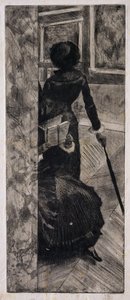 Mary Cassatt ved Louvre, The Paintings Gallery, 1879-80 af Edgar Degas