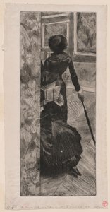 Mary Cassatt i malerigalleriet på Louvre af Edgar Degas