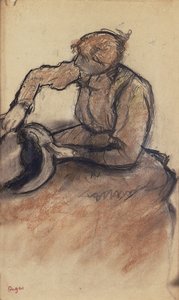 Milliner trimmer en hat, ca. 1898 af Edgar Degas