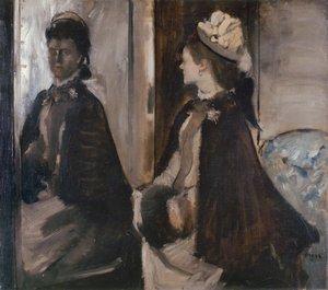 Fru Jeantaud i spejlet, ca. 1875 af Edgar Degas