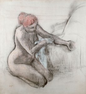 Nøgen kvinde tørrer sig efter badet, ca. 1898