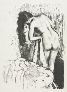 Nøgen kvinde står og tørrer sig af Edgar Degas