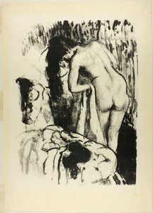 Nøgen kvinde står og tørrer sig af Edgar Degas