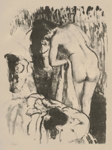Nøgen kvinde stående, tørrer sig selv, ca. 1891-92 (litho på vævet papir)