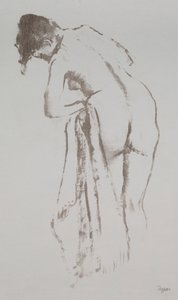 Nøgen kvinde med håndklæde, stående af Edgar Degas