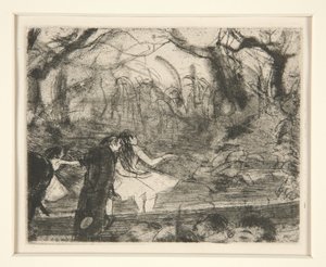 On Stage III, 1877 (blød jordætsning og roulette på papir) af Edgar Degas