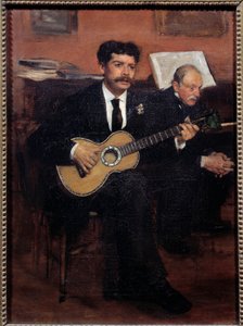 Portrætter af Lorenzo Pagans (1838-1883) spansk tenor og Augustus De Gas (1807-1874) far til kunstneren. Maleri af Edgar Degas (1834-1917) af Edgar Degas