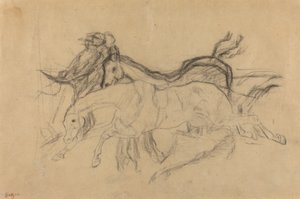 Væddeløbsheste (studie til "Scene from the Steeplechase: The Fallen Jockey") af Edgar Degas