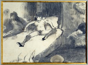 Hvil på sengen En prostitueret hviler på sin seng på et bordel. Maleri af Edgar Degas af Edgar Degas